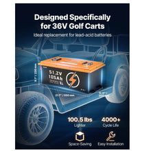 48V 105Ah Golf Cart Lithium Battery 48 Volt Golf Cart Battery with 200A BMS Touch Monitor and Mobile APP Battery with 600A Peak Current