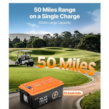 36V 105Ah Golf Cart Lithium Battery 36 Volt Golf Cart Battery with 200A BMS LCD Monitor and Mobile APP LiFePO4 Battery with 600A Peak Current