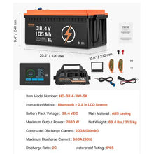 36V 105Ah Golf Cart Lithium Battery 36 Volt Golf Cart Battery with 200A BMS LCD Monitor and Mobile APP LiFePO4 Battery with 600A Peak Current