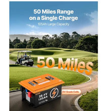 36V 105Ah Golf Cart Lithium Battery 36 Volt Golf Cart Battery with 200A BMS Touch Monitor and Mobile APP LiFePO4 Battery with 600A Peak Current