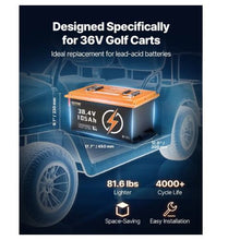 36V 105Ah Golf Cart Lithium Battery 36 Volt Golf Cart Battery with 200A BMS Touch Monitor and Mobile APP LiFePO4 Battery with 600A Peak Current