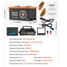 36V 105Ah Golf Cart Lithium Battery 36 Volt Golf Cart Battery with 200A BMS Touch Monitor and Mobile APP LiFePO4 Battery with 600A Peak Current