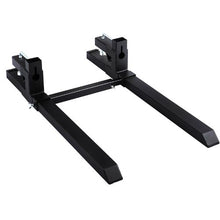 Pallet Forks Clamp On Tractor Bucket Forks with Adjustable Stabilizer Bar Heavy Duty Front Loader Forks Fork Attachment for Skid Steer