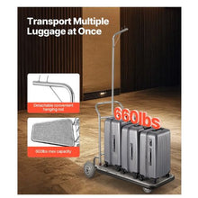 Luggage Cart 600 LBS Load Capacity 3 Wheel Stainless Steel Bellman Cart Valet Cart with Grey Carpeted Deck and Rubber Wheels