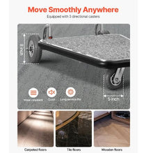 Luggage Cart 600 LBS Load Capacity 3 Wheel Stainless Steel Bellman Cart Valet Cart with Grey Carpeted Deck and Rubber Wheels