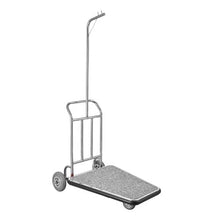 Luggage Cart 600 LBS Load Capacity 3 Wheel Stainless Steel Bellman Cart Valet Cart with Grey Carpeted Deck and Rubber Wheels