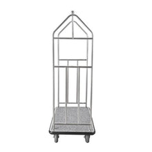 Luggage Cart 800 LBS Load Capacity Brushed Stainless Steel Finish Valet Cart with Grey Carpeted Deck and 6-inch Rubber Wheels