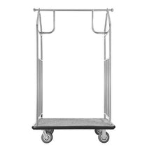 Luggage Cart 800 LBS Load Capacity Brushed Stainless Steel Finish Valet Cart with Grey Carpeted Deck and 6-inch Rubber Wheels