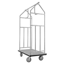 Luggage Cart 800 LBS Load Capacity Brushed Stainless Steel Finish Valet Cart with Grey Carpeted Deck and 6-inch Rubber Wheels