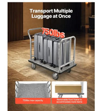 Luggage Cart 750 LBS Load Capacity Deluxe Platform Truck with Removable Front Frame Valet Cart with Grey Carpeted Deck and 6-inch Rubber Wheels