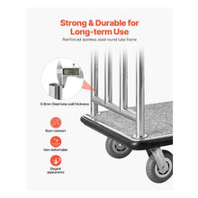 Luggage Cart 750 LBS Load Capacity Deluxe Platform Truck with Removable Front Frame Valet Cart with Grey Carpeted Deck and 6-inch Rubber Wheels