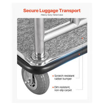 Luggage Cart 750 LBS Load Capacity Deluxe Platform Truck with Removable Front Frame Valet Cart with Grey Carpeted Deck and 6-inch Rubber Wheels