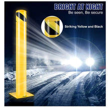 Safety Bollard 36 Inch Height Bollard Post 4.5 Inch Diameter Steel Pipe Safety Bollard Post Yellow Steel Bollard with 8 Anchor Bolts