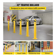 Safety Bollard 2"x4.5" Safety Barrier Bollard 4-1/2" OD 42" Height Yellow Powder Coat Pipe Steel Safety Barrier with 4 Free Anchor Bolts