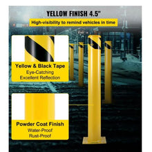 Safety Bollard 2"x4.5" Safety Barrier Bollard 4-1/2" OD 42" Height Yellow Powder Coat Pipe Steel Safety Barrier with 4 Free Anchor Bolts