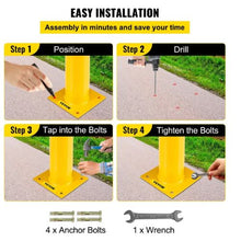 Safety Bollard 2"x4.5" Safety Barrier Bollard 4-1/2" OD 42" Height Yellow Powder Coat Pipe Steel Safety Barrier with 4 Free Anchor Bolts