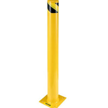 Safety Bollard 2"x4.5" Safety Barrier Bollard 4-1/2" OD 42" Height Yellow Powder Coat Pipe Steel Safety Barrier with 4 Free Anchor Bolts