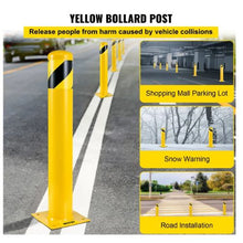 Safety Bollard 48 Inch Height Bollard Post 5.5 Inch Diameter Steel Pipe Safety Bollard Post Yellow Steel Bollard Steel Safety Bollard with 8 Anchor Bolts