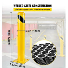 Safety Bollard 48 Inch Height Bollard Post 5.5 Inch Diameter Steel Pipe Safety Bollard Post Yellow Steel Bollard Steel Safety Bollard with 8 Anchor Bolts