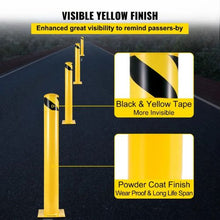 Safety Bollard 48 Inch Height Bollard Post 5.5 Inch Diameter Steel Pipe Safety Bollard Post Yellow Steel Bollard Steel Safety Bollard with 8 Anchor Bolts