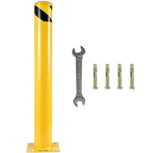 Safety Bollard 48 Inch Height Bollard Post 5.5 Inch Diameter Steel Pipe Safety Bollard Post Yellow Steel Bollard Steel Safety Bollard with 8 Anchor Bolts