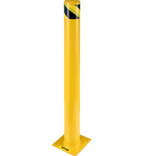 Safety Bollard 48 Inch Height Bollard Post 5.5 Inch Diameter Steel Pipe Safety Bollard Post Yellow Steel Bollard Steel Safety Bollard with 8 Anchor Bolts
