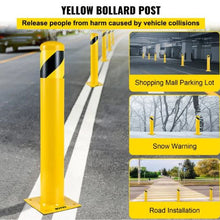 Safety Bollard 48 Inch Height Bollard Post 4.5 Inch Diameter Steel Pipe Safety Bollard Post Yellow Steel Bollard  Steel Safety Bollard with 8 Anchor Bolts