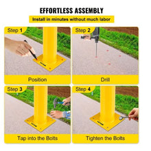 Safety Bollard 48 Inch Height Bollard Post 4.5 Inch Diameter Steel Pipe Safety Bollard Post Yellow Steel Bollard  Steel Safety Bollard with 8 Anchor Bolts
