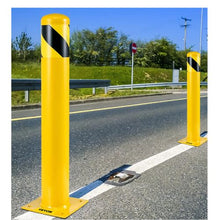 Safety Bollard 48 Inch Height Bollard Post 4.5 Inch Diameter Steel Pipe Safety Bollard Post Yellow Steel Bollard  Steel Safety Bollard with 8 Anchor Bolts