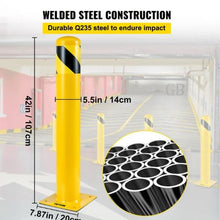 Safety Bollard 42 Inch Height Bollard Post 5.5 Inch Diameter Steel Pipe Safety Bollard Post  Steel Safety Bollard with 8 Anchor Bolts
