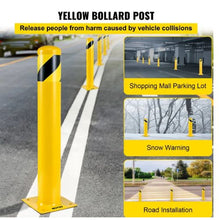 Safety Bollard 36 Inch Height Bollard Post 5.5 Inch Diameter Steel Pipe Safety Bollard Post Steel Safety Bollard with 8 Anchor Bolts