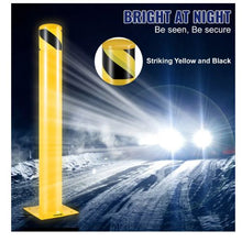 Safety Barrier Bollard 4-1/2" OD 36" Height Yellow Powder Coat Pipe Steel Safety Barrier with 4 Free Anchor Bolts