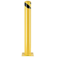 Safety Barrier Bollard 4-1/2" OD 36" Height Yellow Powder Coat Pipe Steel Safety Barrier with 4 Free Anchor Bolts