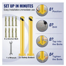 Safety Bollard 42 Inch Height Bollard Post 4.5 Inch Diameter Steel Pipe Safety Bollard Post Steel Safety Bollard with 8 Anchor Bolts