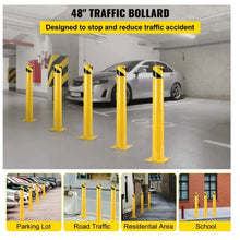 Safety Bollard 48"x4.5" Safety Barrier Bollard 4-1/2" OD 48" Height Yellow Powder Coat Pipe Steel Safety Barrier with 4 Free Anchor Bolts