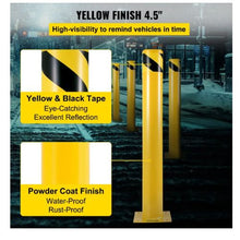 Safety Bollard 48"x4.5" Safety Barrier Bollard 4-1/2" OD 48" Height Yellow Powder Coat Pipe Steel Safety Barrier with 4 Free Anchor Bolts