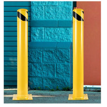 Safety Bollard 48"x4.5" Safety Barrier Bollard 4-1/2" OD 48" Height Yellow Powder Coat Pipe Steel Safety Barrier with 4 Free Anchor Bolts