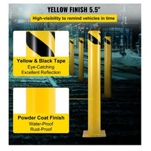 Safety Bollard 5-1/2" OD 42" Height Safety Barrier Bollard Yellow Powder Coat Pipe Steel Safety Barrier with 4 Free Anchor Bolts