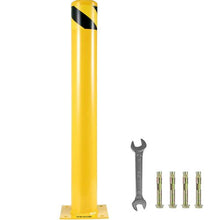 Safety Bollard 5-1/2" OD 42" Height Safety Barrier Bollard Yellow Powder Coat Pipe Steel Safety Barrier with 4 Free Anchor Bolts