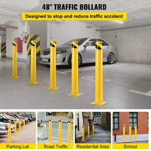Safety Barrier Bollard 5-1/2" OD 48" Height Yellow Powder Coat Pipe Steel Safety Barrier with 4 Free Anchor Bolts