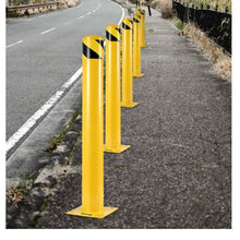 Safety Barrier Bollard 5-1/2" OD 48" Height Yellow Powder Coat Pipe Steel Safety Barrier with 4 Free Anchor Bolts