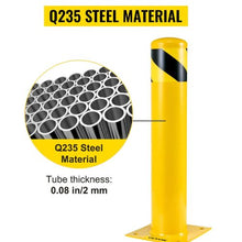 Safety Barrier Bollard 4-1/2" OD 24" Height Yellow Powder Coat Pipe Steel Safety Barrier with 4 Free Anchor Bolts