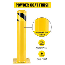 Safety Barrier Bollard 4-1/2" OD 24" Height Yellow Powder Coat Pipe Steel Safety Barrier with 4 Free Anchor Bolts