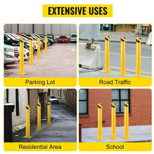 Safety Barrier Bollard 4-1/2" OD 24" Height Yellow Powder Coat Pipe Steel Safety Barrier with 4 Free Anchor Bolts