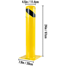 Safety Barrier Bollard 4-1/2" OD 24" Height Yellow Powder Coat Pipe Steel Safety Barrier with 4 Free Anchor Bolts