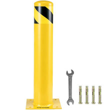 Safety Barrier Bollard 4-1/2" OD 24" Height Yellow Powder Coat Pipe Steel Safety Barrier with 4 Free Anchor Bolts