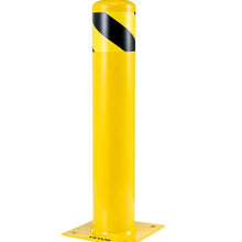 Safety Barrier Bollard 4-1/2" OD 24" Height Yellow Powder Coat Pipe Steel Safety Barrier with 4 Free Anchor Bolts