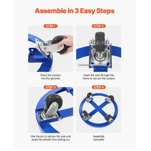 Gallon Drum Dolly 2000 lbs Load Capacity Heavy-Duty Barrel Dolly with Cross Braces and 4 Swivel Caster Wheels Non Tipping Hand Truck Capacity Dollies