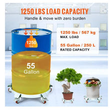 55 Gallon Heavy Duty Drum Dolly 1250lbs Load Capacity Barrel Dolly Cart Drum Caddy Non Tipping Hand Truck Capacity Dollies with Steel Frame 5 Swivel Casters Wheel