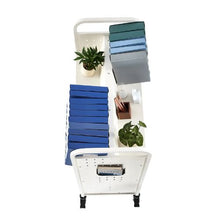 38.2 x 20.3 x 48.2 Inch Rolling Library Book Cart, 330 lbs Capacity, Double-Sided W-Shaped Shelve White